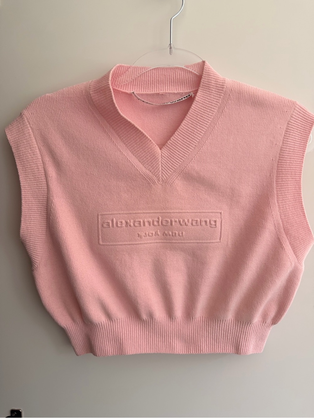 Alexander Wang Blush Pink V-Neck Sleeveless Knit Vest